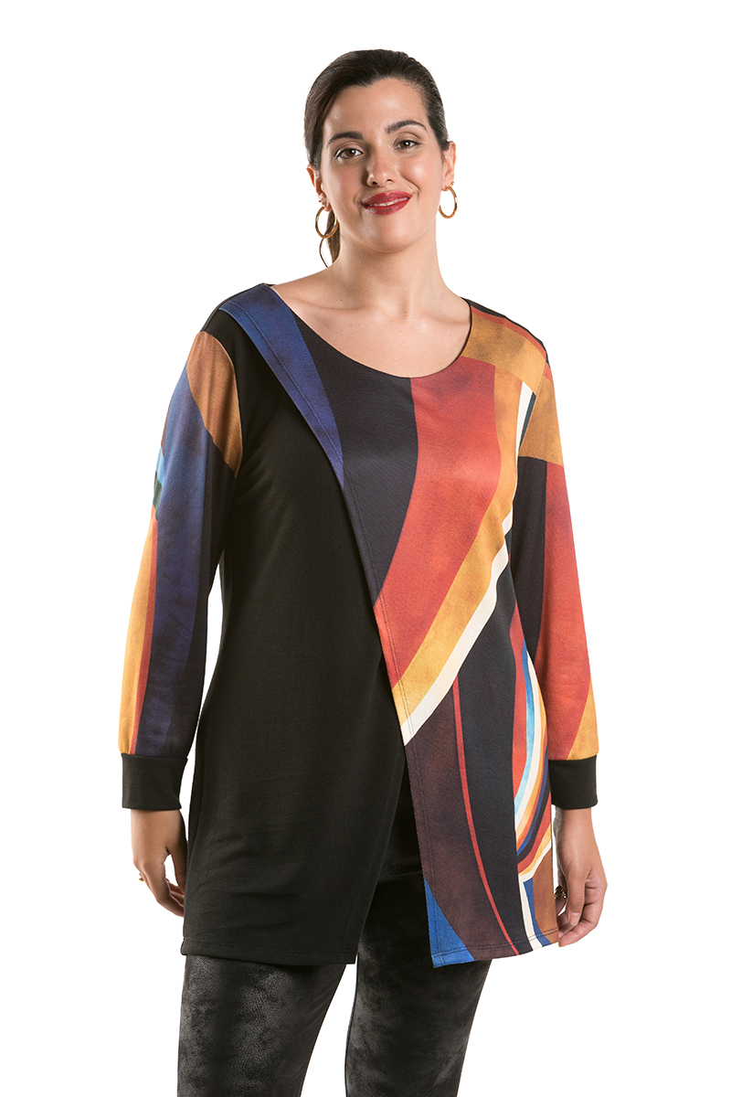 Jersey asimétrico con estampado artístico.