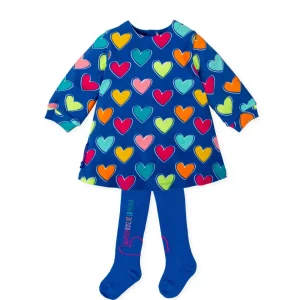 CT1525 VESTIDO CORAZONES AZUL ELÉCTRICO CON LEOTARDOS