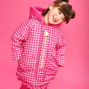 CT1180 PARKA ABRIGO CAPUCHA CUADROS FUCSIA