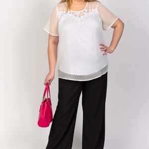 Blusa con transparencia blanco roto
