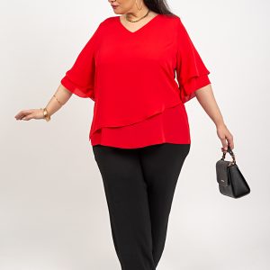 Blusa Roja con Doble capa.