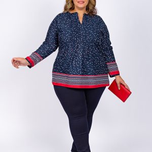 Blusa con abertura y cenefa