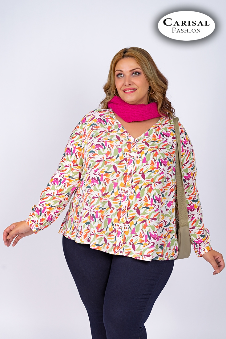 Blusa con estampado de manchas coloridas