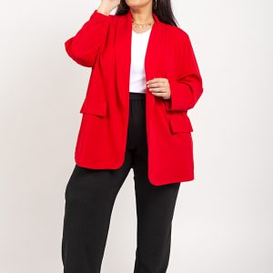 Blazer Rojo con Cuello Smoking en Tallas Grandes.