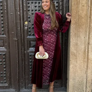 Abrigo fiesta terciopelo Burdeos | Milán