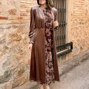 Abrigo fiesta terciopelo marrón | Milán