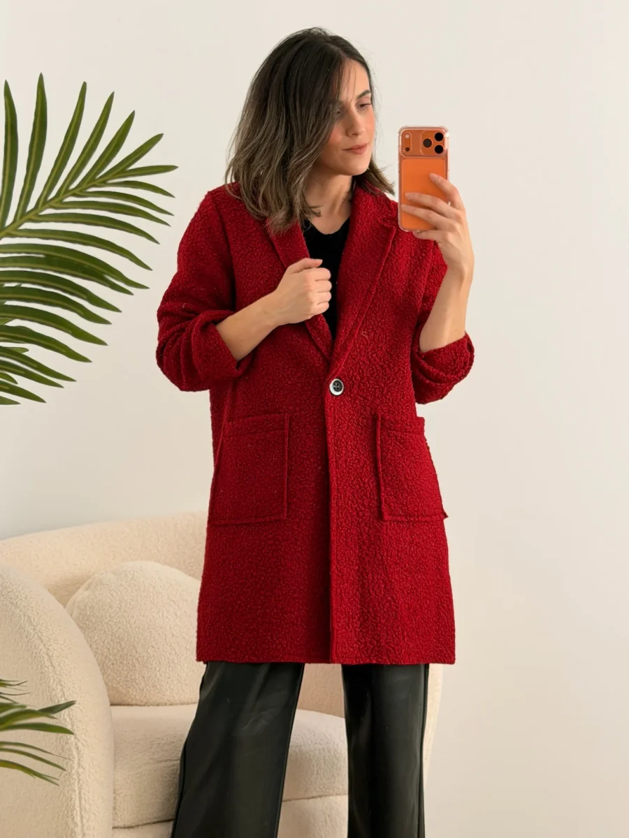 Abrigo Bouclé rojo | Elsa - Imagen 3
