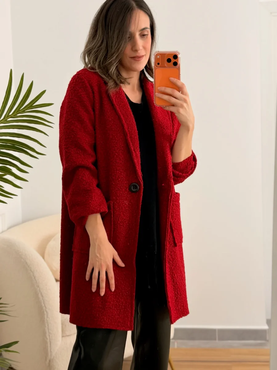 Abrigo Bouclé rojo | Elsa - Imagen 5