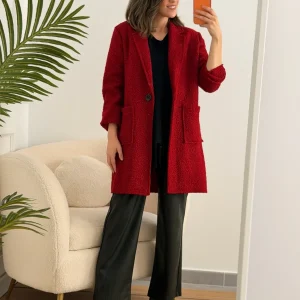 Abrigo Bouclé rojo | Elsa
