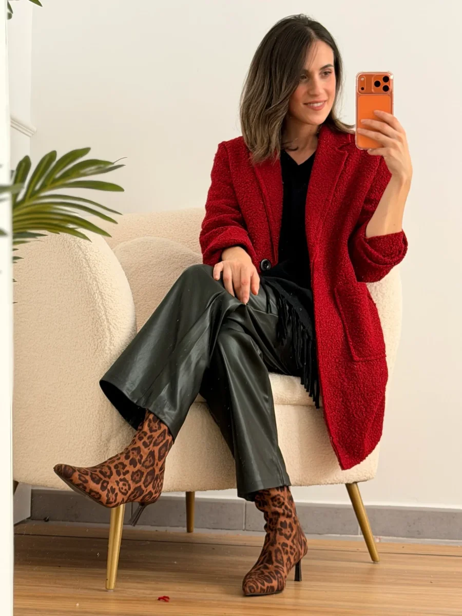 Abrigo Bouclé rojo | Elsa - Imagen 2
