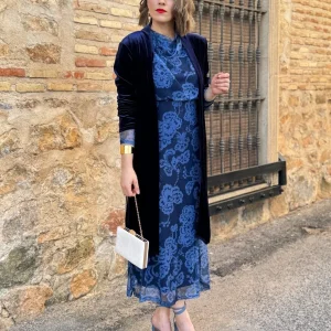 Abrigo fiesta terciopelo azul marino | Dinamarca