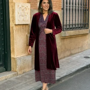 Abrigo fiesta terciopelo burdeos | Dinamarca