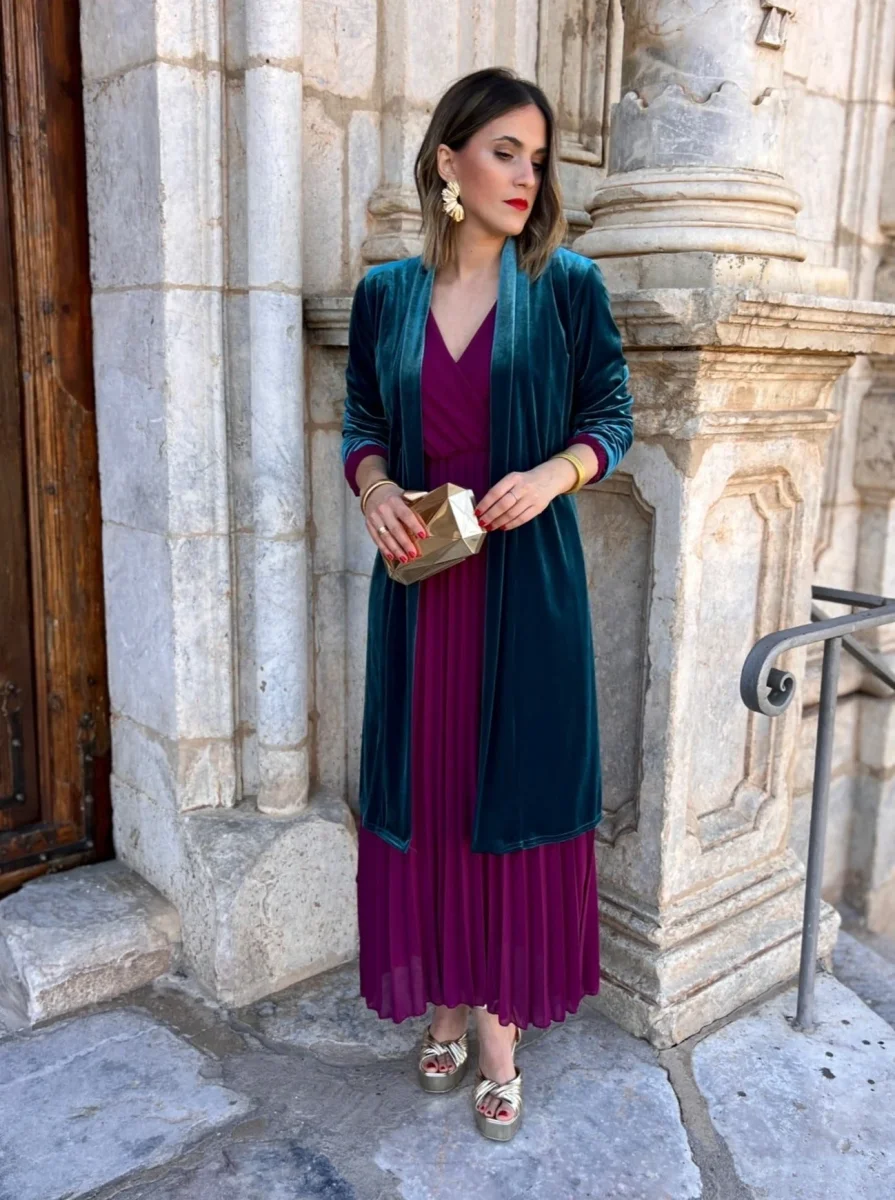 Abrigo fiesta terciopelo azul turquesa | Dinamarca - Imagen 2