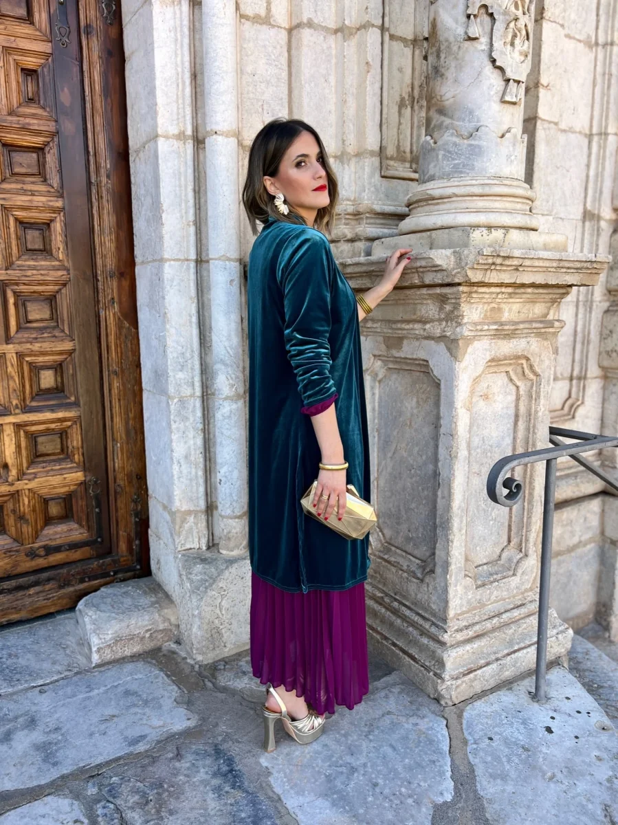 Abrigo fiesta terciopelo azul turquesa | Dinamarca - Imagen 3