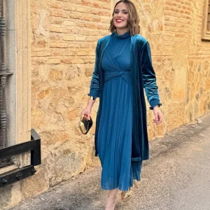 Abrigo fiesta terciopelo azul turquesa | Dinamarca