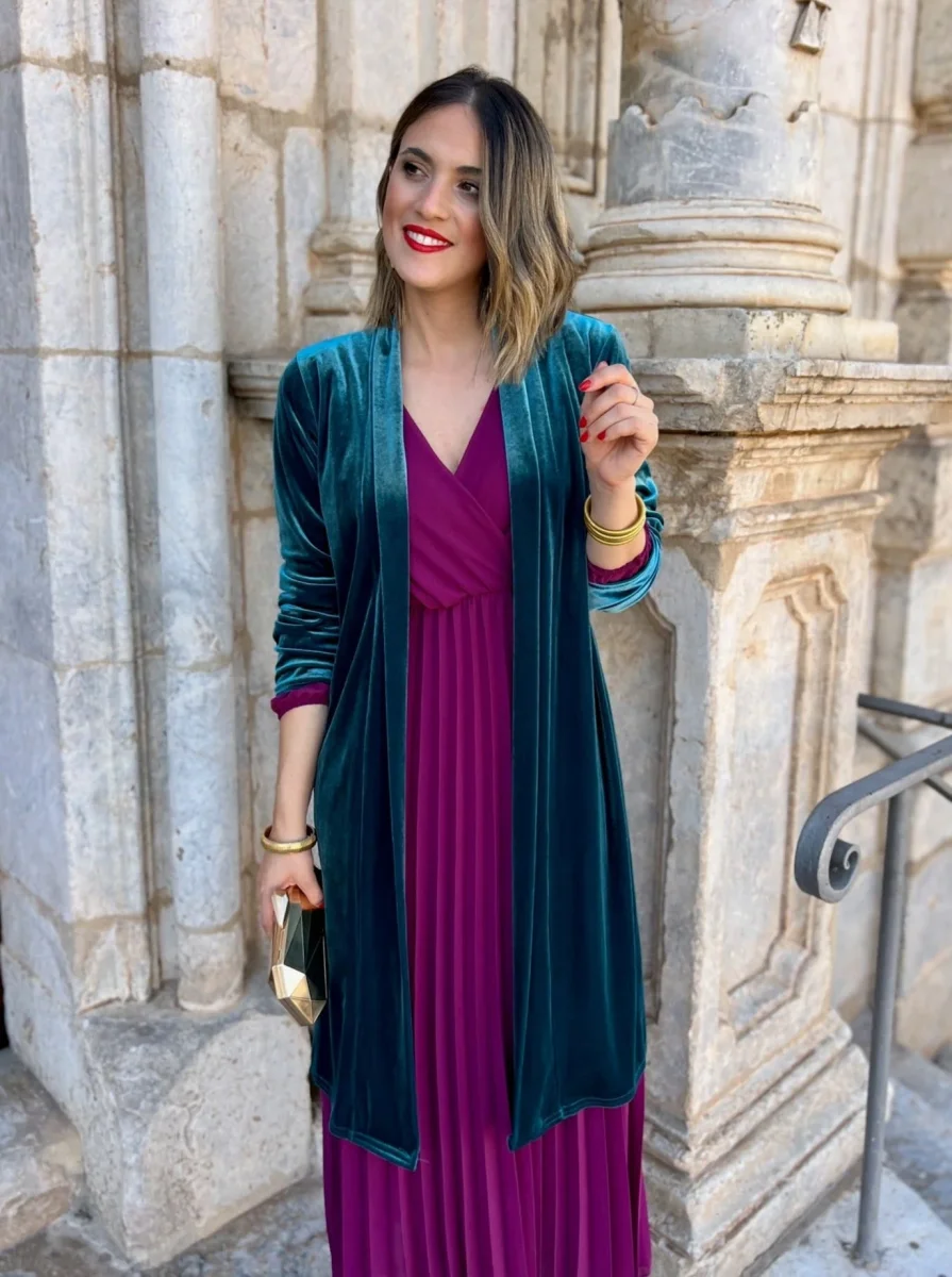 Abrigo fiesta terciopelo azul turquesa | Dinamarca - Imagen 4