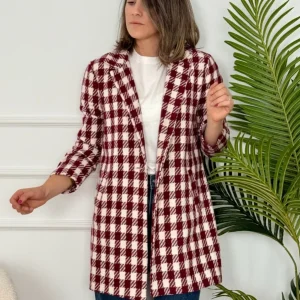 Abrigo pata de gallo burdeos | Muli