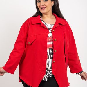 Chaqueta con botones y acabado deshilachado.