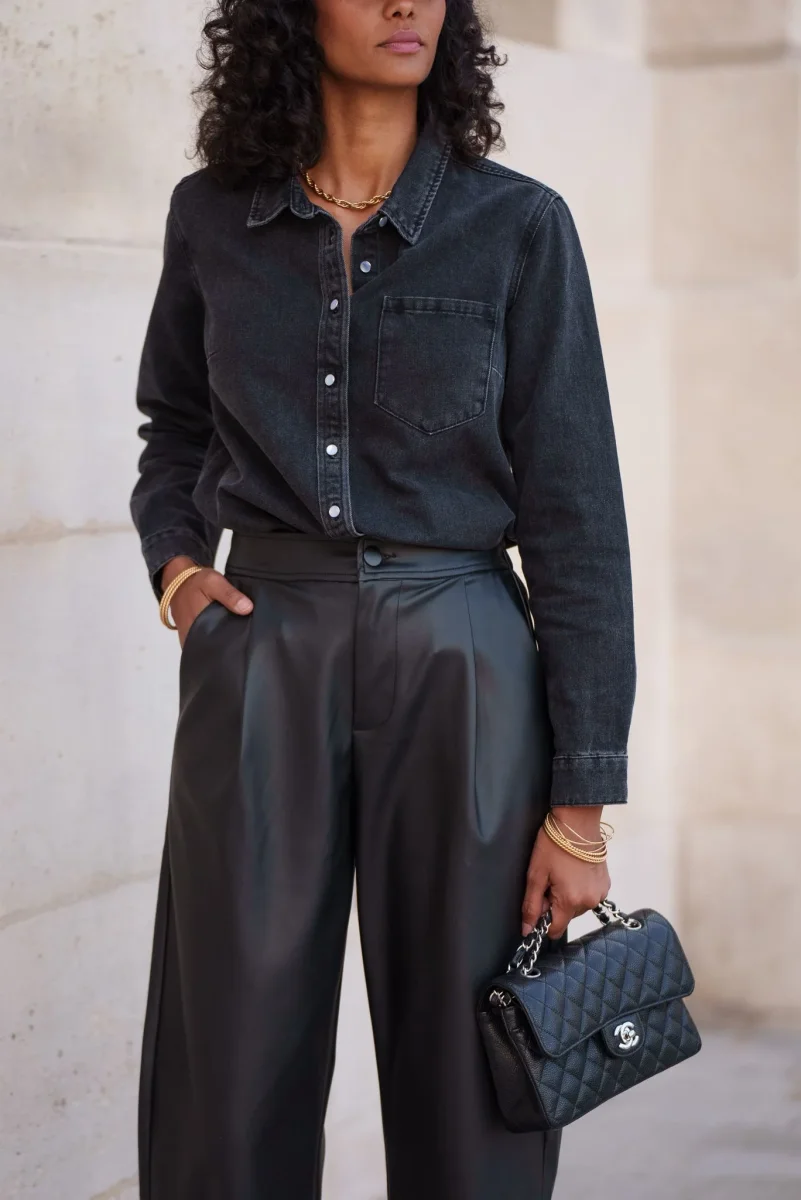 Pantalón polipiel negro | zola - Imagen 2