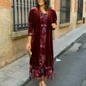 Abrigo fiesta terciopelo castaño | Dinamarca